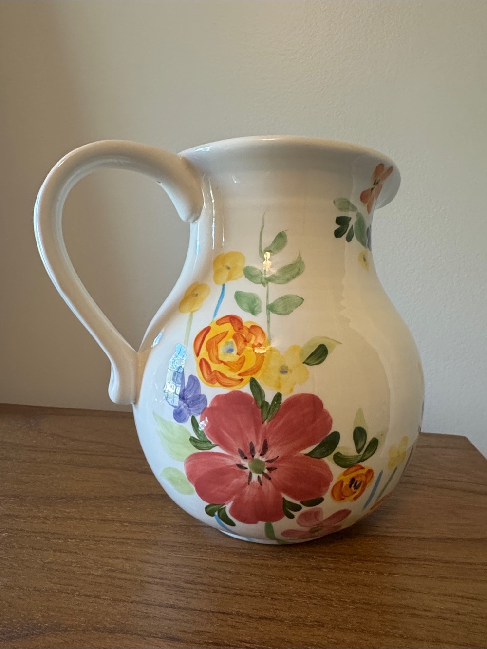 Maxcera Corp Hand-Painted Group Floral Ceramic Pitcher or Vase